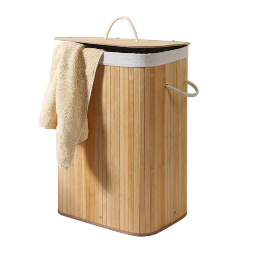 Calicosy - Rechthoekige bamboe wasmand 70L - Naturel - 30x40x60 cm