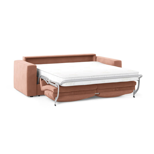 Cosmopolitan Design - Converteerbare bank Grena 3-zits, flueel roze - 100x205x90cm