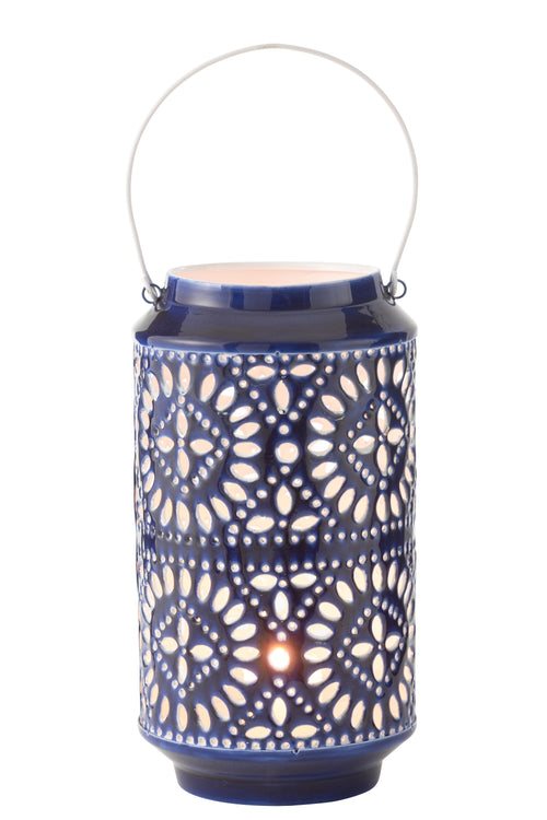 J-Line windlicht Nag - metaal - blauw/wit - large