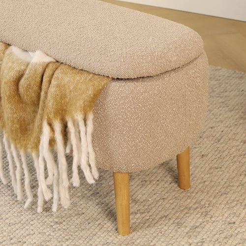 Nolon Juna bankje met opbergruimte bouclé taupe - 95 x 37 cm