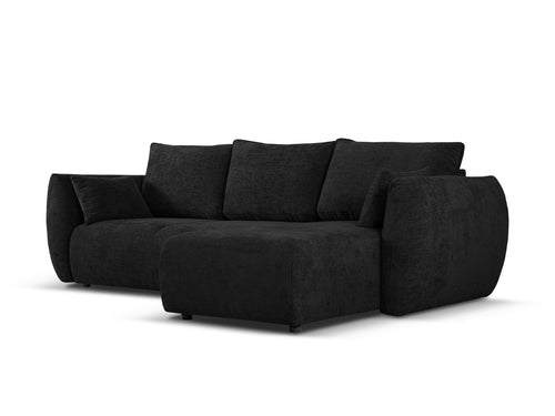 Cosmopolitan Design Converteerbare hoekbank rechts met opbergdoos Matera 4-zits, chenille, zwart - 173x253x86cm