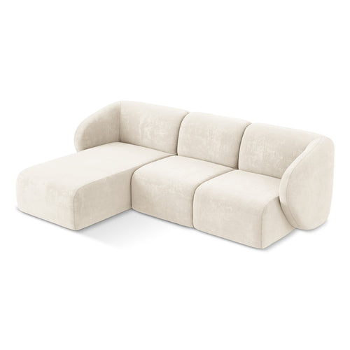 LaMiaSofa hoekbank links Cervo - chenille stof - lichtbeige - 248x166x88