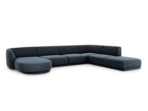 Micadoni Panoramische hoekbank rechts Miley 6-zits, chenille, koningsblauw - 255x330x70cm