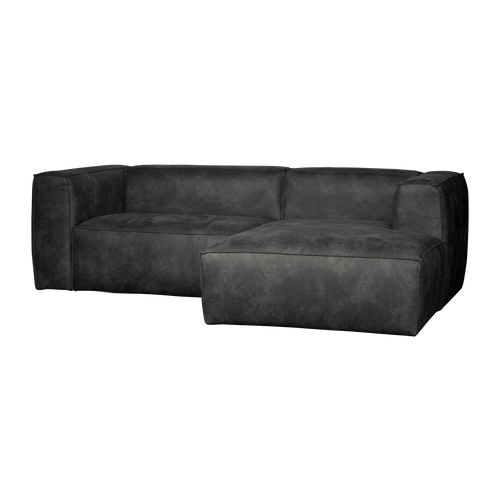 WOOOD chaise longue bank rechts Bean - Ecoleer - Zwart - 73x254x178 - vtwonen shop