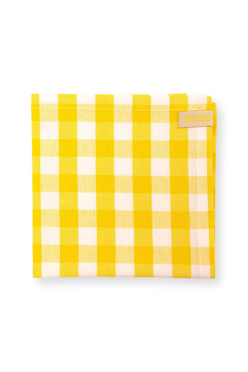 Pip Studio - Servetten Check - Geel - 40x40 cm - Set van 4