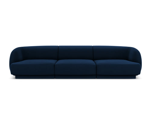 Micadoni Bank Miley 3-zits, flueel, koningsblauw - 90x255x70cm