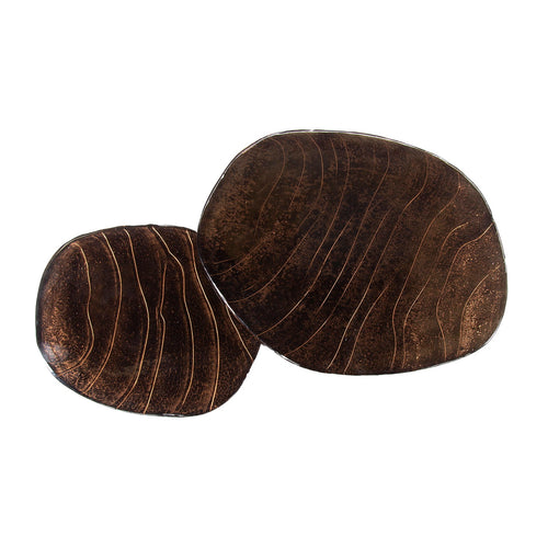 Giga Meubel Salontafel Eclipse - Koper Metaal/Glas - Set van 2 - 80x70x40cm