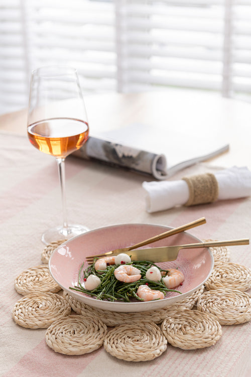 J-Line placemat  Rond Bloem - jute - naturel - vtwonen shop