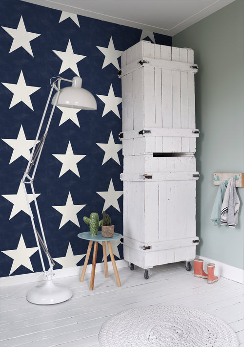 ESTAhome behang sterren marine blauw - 53 cm x 10.05 m - 136454