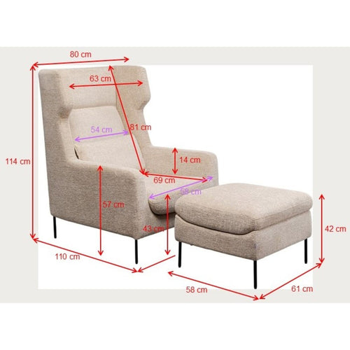 Kare Design Fauteuil en Voetensteun Quinn beige - vtwonen shop