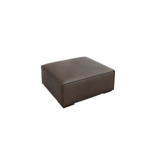 Cosmopolitan Design - Poef Turin echt leer grijs bruin - 100x100x39cm