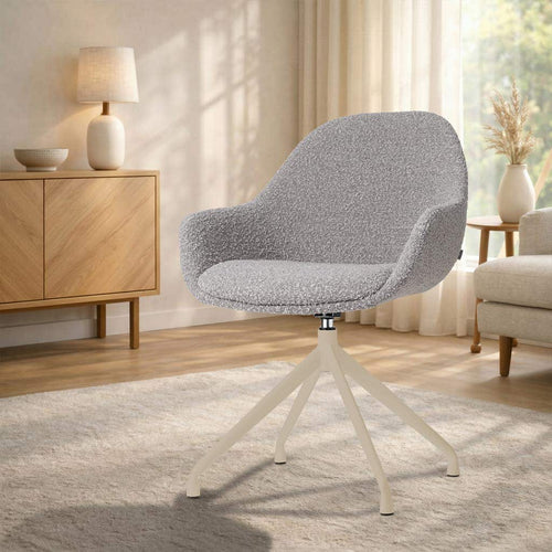 Nolon Nola-Mae draaibare eetkamerstoel bouclé taupe beige onderstel