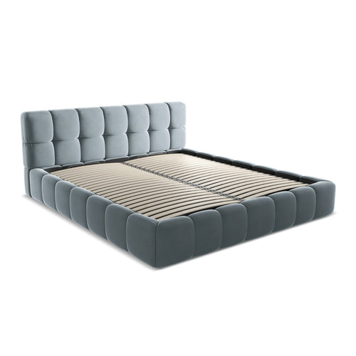 LaMiaSofa Bed met opbergruimte Roma - velours - lichtblauw - 200x228x82