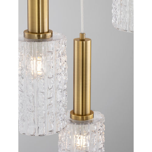 Nova Luce CERTA Hanglamp met cluster, transparant, gestructureerd, goudkleurig, E27 fitting, 3x12W