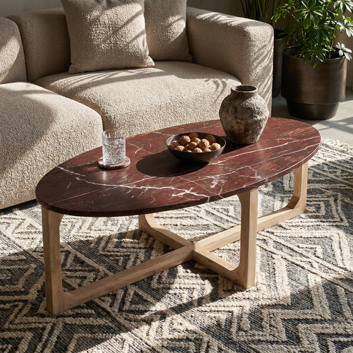 Raw Materials ovale salontafel marmer Cherry - 120x60x38 cm