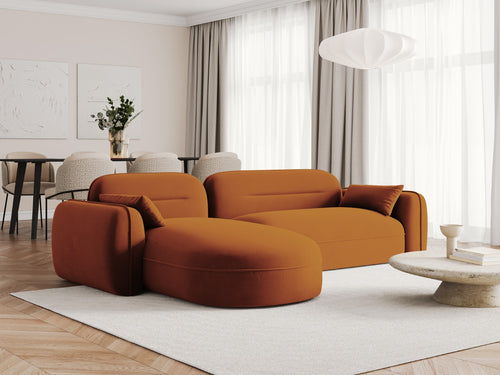 Cosmopolitan Design Modulaire hoekbank links Sydney 4-zits, flueel, terracotta - 165x275x70cm