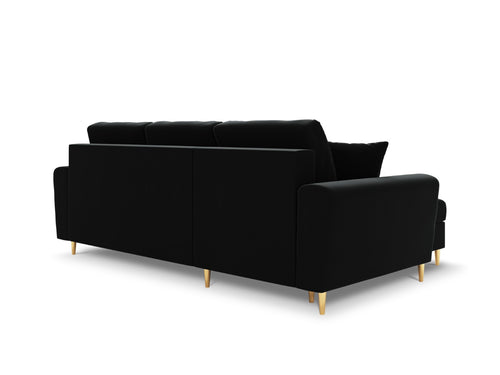 Cosmopolitan Design Omkeerbare converteerbare hoekbank met opbergdoos Kyoto 4-zits, flueel zwart - 145x241x88cm