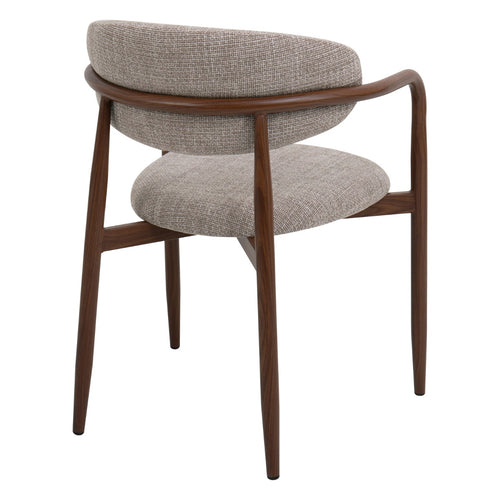 Giga Meubel Eetkamerstoel Alexia - Taupe/Walnoot - Armleuning - Set van 2