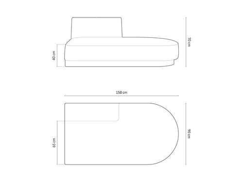 Micadoni - Module "Miley" 2 zitplaatsen, flueel groente - 90x158x70cm