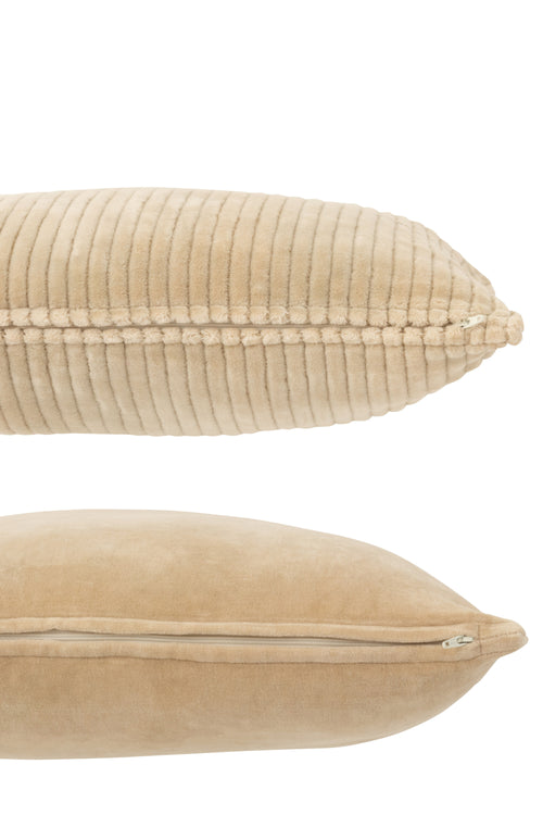 J-Line kussen Velvet Vierkant - katoen - beige - 2 stuks - vtwonen shop