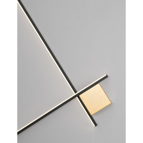 Nova Luce CROSS Geïntegreerde LED-wandlamp in zandzwart met geborsteld goudkleurige Triac-dimbare LED, 2W, 1351lm, 3000K