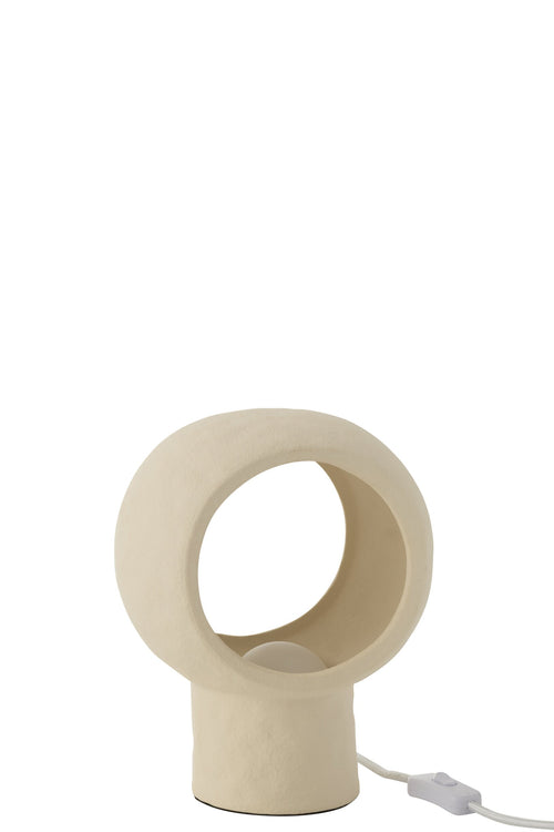 J-Line tafellamp Cirkel Globle - glas/keramiek - beige
