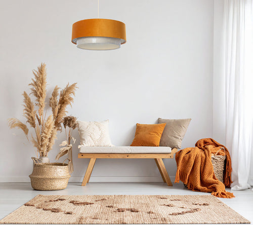 bpskoncept hanglamp Duo - linnen & warm oranje - Ø50 cm