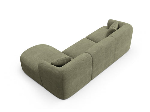 Cosmopolitan Design Modulaire hoekbank rechts Campi 4-zits, ribfluwelen mosgroen - 156x256x70cm