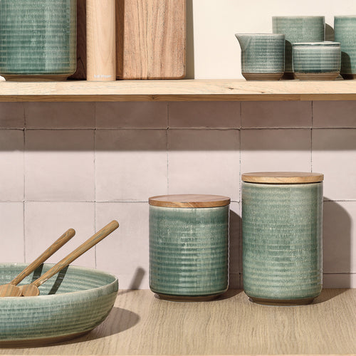 Salt & Pepper - Voorraadpot 12,5xH15,5cm groen Cameo