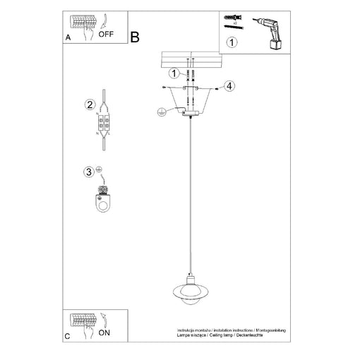 Sollux Lighting Hanglamp HYPERION 1 zwart - 20x20x125cm
