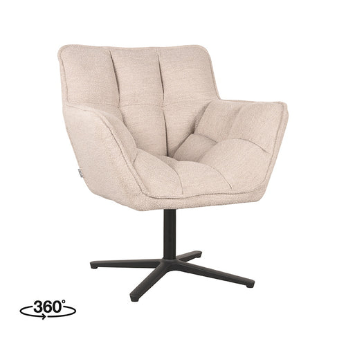 LABEL51 Fauteuil Ian - Naturel Bouclé - Draaibaar - 72x76x87cm