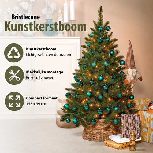 Triumph Tree Bristlecone Kerstboom - Kunstboom met Natuurlijke Uitstraling - Kerstversiering voor Binnen - Ruim Formaat met 438 Takken - H155 x Ø99 cm