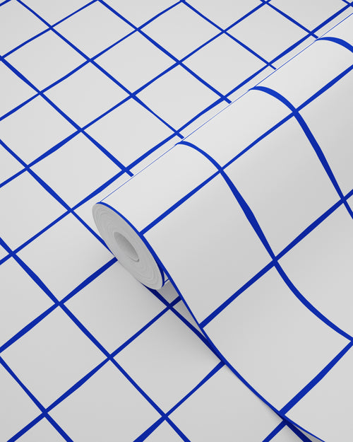 ESTAhome behang geblokt motief blauw en wit - 50 x 900 cm - 131274 - vtwonen shop