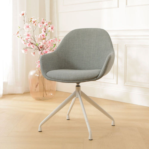 Nolon Nola-Mae Eetkamerstoel Saliegroen - Draaibaar Wit Onderstel - vtwonen shop