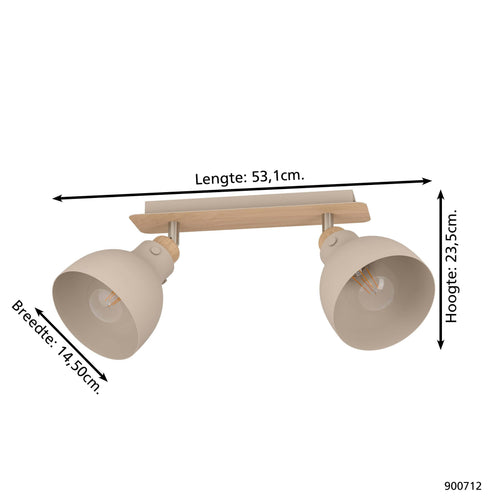 EGLO spot Arrecife - e27 - 53,1 cm - bruin/beige - staal - vtwonen shop