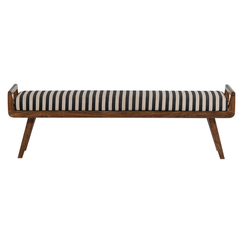 WOOOD bankje gestreept Valo - Acaciahout - Zwart/Wit - 48x157x43