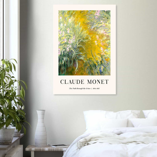 Artfulprints Poster met Lijst Claude Monet - The path through the irisis   - A4 21x29.7 cm - Groen