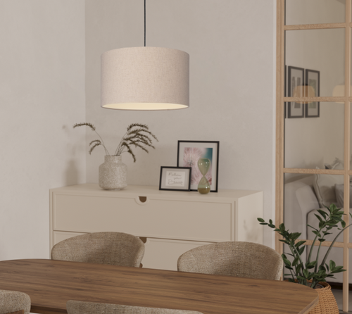 EGLO hanglamp Feniglia - e27 - ø 38 cm - beige/zwart - linnen - vtwonen shop