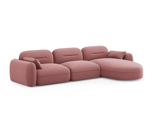 Cosmopolitan Design Modulaire hoekbank rechts Sydney 4-zits, flueel, zalm - 165x320x70cm