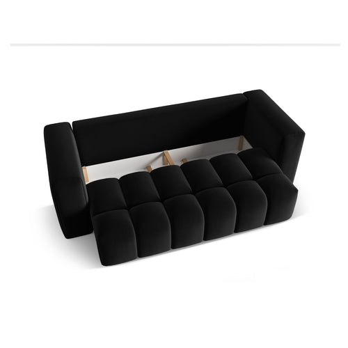 Cosmopolitan Design - Slaapbank met opbergdoos Verona 3-zits, flueel zwart - 98x252x85cm