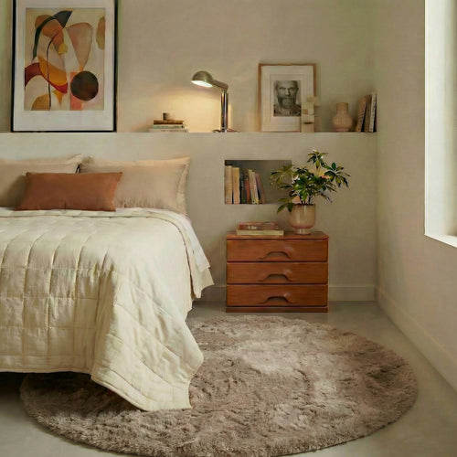 Mrcarpet vloerkleed Fluffy - beige - Ø 160 cm