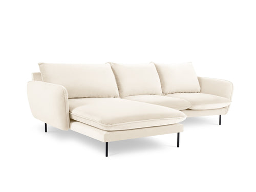 Cosmopolitan Design linker hoekbank Vienna 5-zits, flueel, lichtbeige - 170x255x95cm