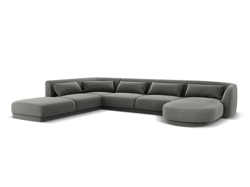 Cosmopolitan Design Panoramische hoekbank links Tulum 6-zits, flueel, lichtgrijs - 255x330x70cm