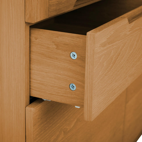 Furnhouse vitrinekast Kerteminde - Natuurlijk eikenhout - MDF, Eikenfineer, Glas - 45x100x190