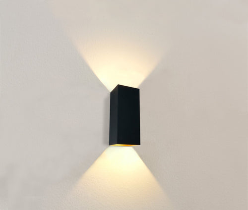 Artdelight wandlamp Dante - 2 lichts - 9  x 24   cm - zwart goud