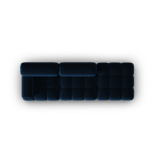 Cosmopolitan Design - Rechte modulaire bank Cortina 4-zits, flueel koningsblauw - 94x282x70cm