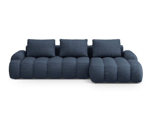 Cosmopolitan Design Converteerbare hoekbank rechts met opbergdoos Linz 3-zits, structurele stof donkerblauw - 142x275x84cm