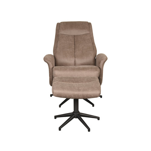 LABEL51 Relaxfauteuil Bergen - Taupe - Draaibaar - Incl. Hocker