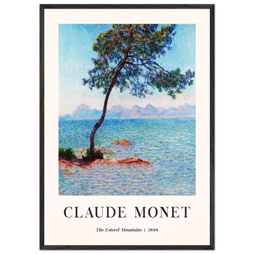 Artfulprints Poster met Lijst Claude Monet - The Esterel Mountains   - 70x100 cm - Turquoise