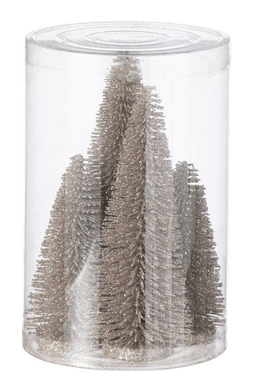 J-Line decoratie Kerstboom Glitter - kunststof - greige - doos van 4 - vtwonen shop
